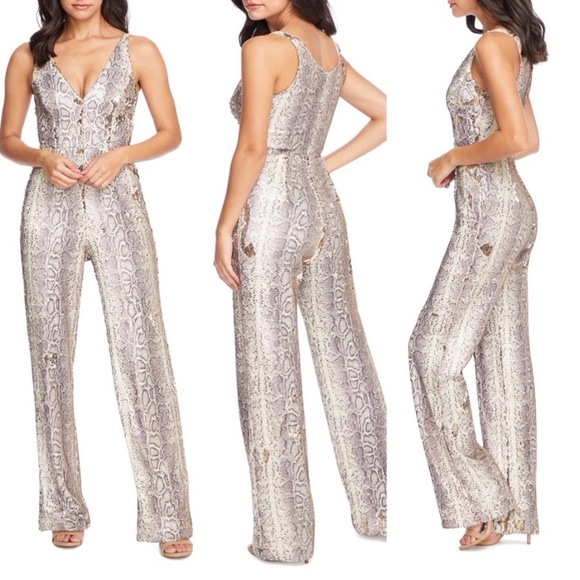 Dress the Population Pants - Dress the population charlie python snake sequin print jumpsuit FINAL PRICE